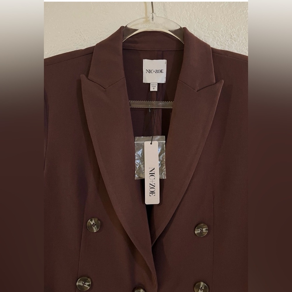 Nic + Zoe The Avenue Blazer Red Wine Color One Button Blazer Size 2 - Picture 7 of 9